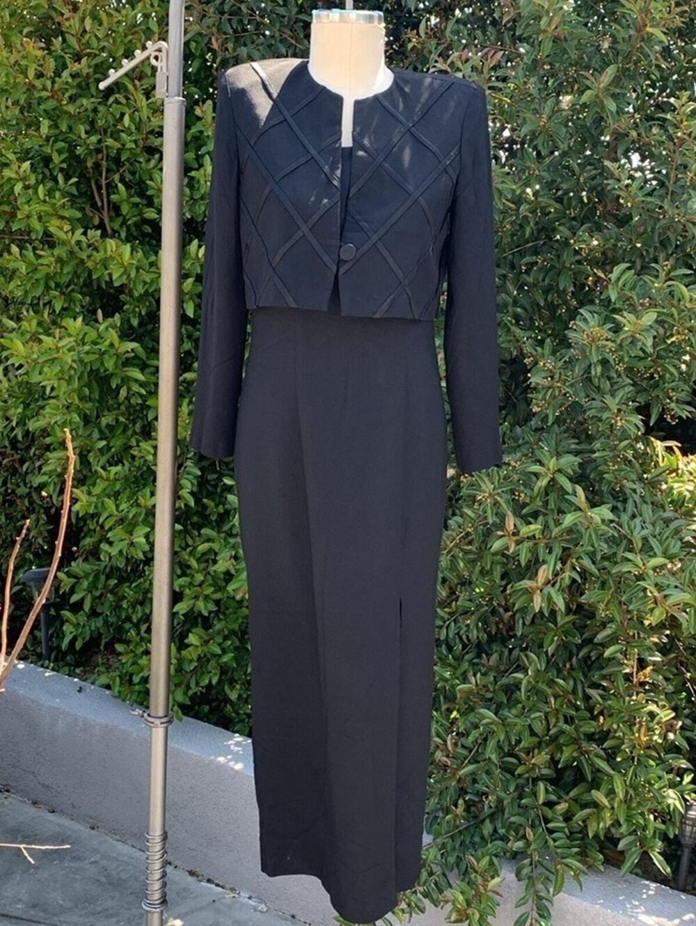 Vintage S.L. Fashions Evening Dress with Jacket Black Maxi Party Holiday Sz 10